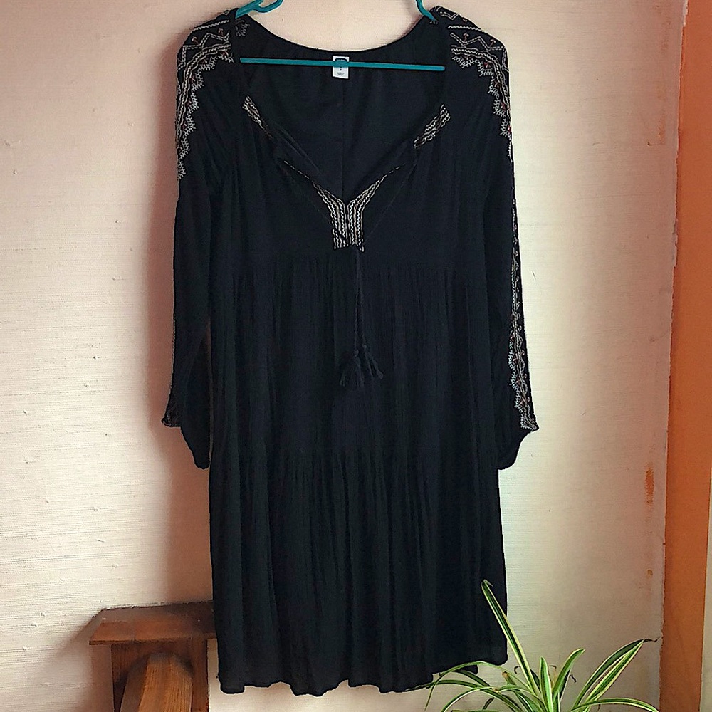 Black Long Sleeve Cottage Core Dress from Old Navy